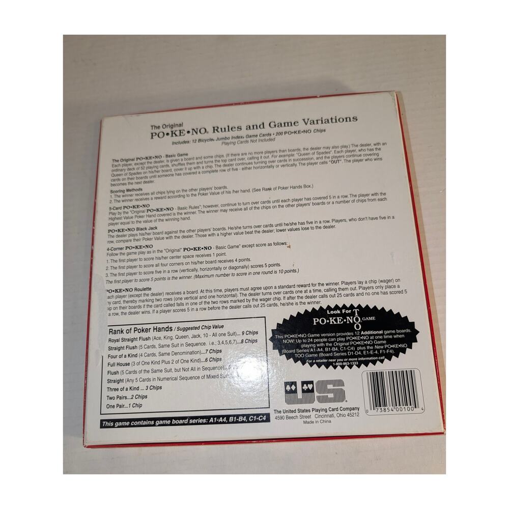 Bicycle The Original PoKeNo Card Game Complete 12 Board Set 200 Chips PO-KE-NO - Picture 4 of 4